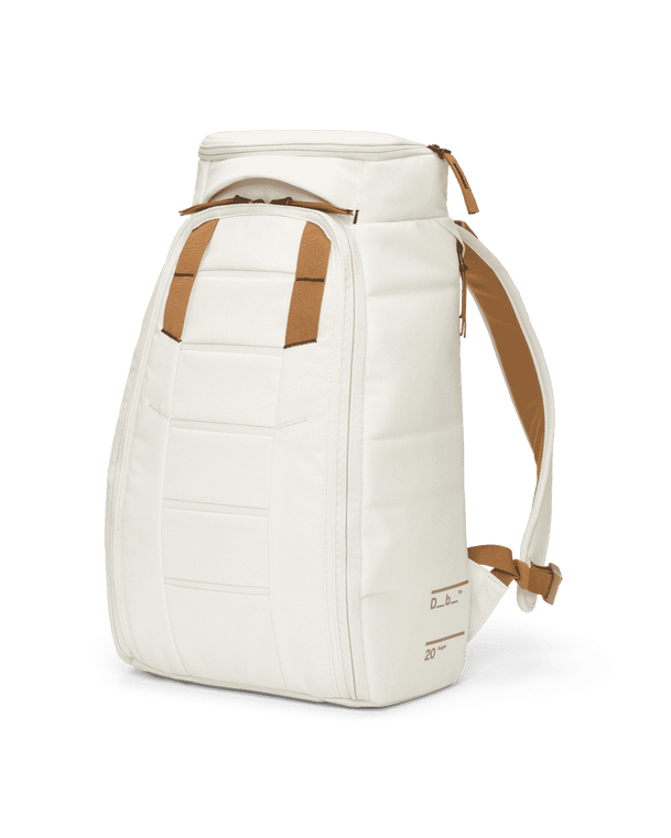 Db Hugger Backpack 20L in Oatmilk with ribbed front and brown strap details.