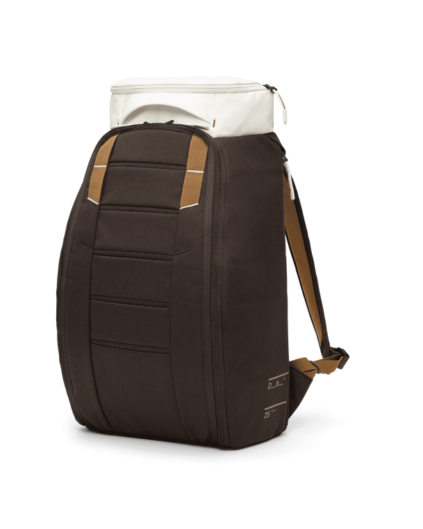 Db Hugger Backpack 25L in Cappuccino brown and off-white, shown in a front three-quarter view.